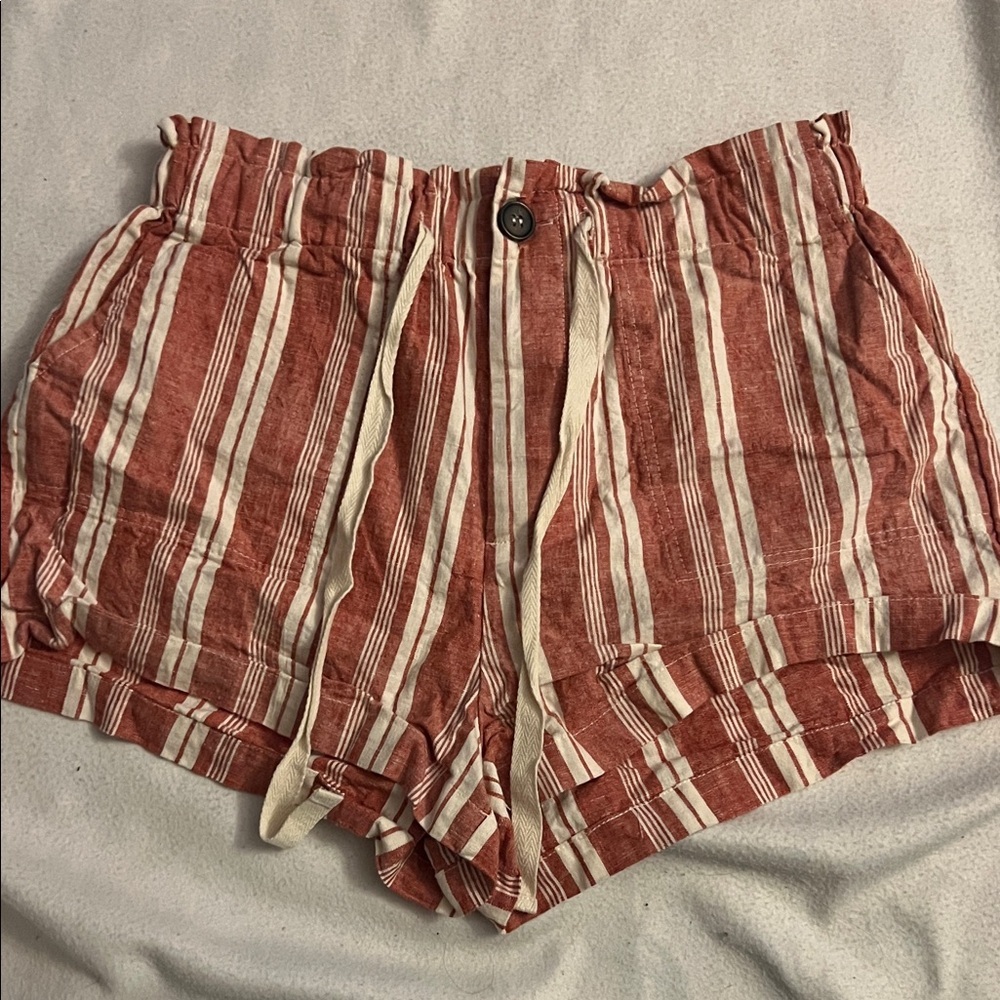 Forever 21 Red and White Striped High Waist Shorts